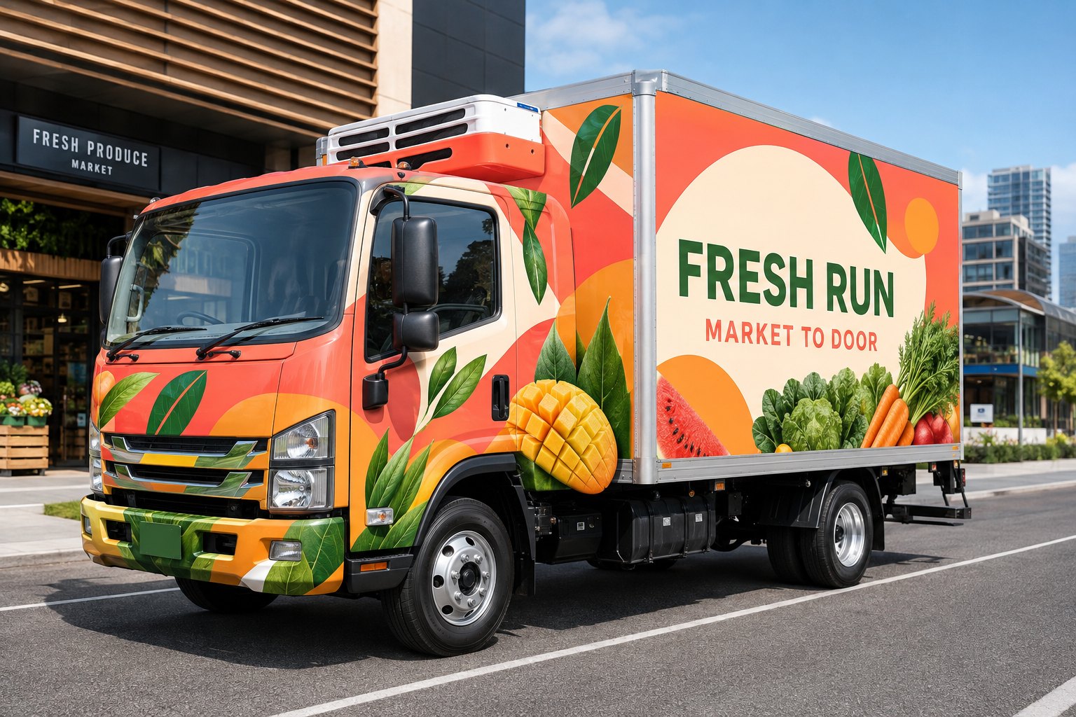 Full-wrap Fresh Run light truck campaign concept